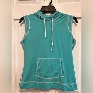 Athleta Aqua Sleeveless Hooded Swim Coverup rash guard with Kangaroo Pocket
